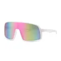Gafas de sol de ciclismo para niños con lente colorida y montura blanca para deporte. - Montura Blanca Lente Espejo Rosa