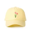 Klassieke gele honkbalpet met een charmante aquarel tulpenprint op het voorste paneel. - Verstelbaar / Gans Geel