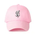 Pink cotton baseball cap featuring a stylish gothic letter A embroidery for outdoor wear. - Adjustable / Pink