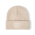 Beige gebreide muts voor heren en dames, gezellige warme wintermuts met stijlvolle geborduurde tekst. - Verstelbaar / Beige