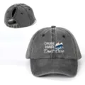 Casquette de baseball grise lavée effet vieilli pour queue de cheval et croisière. - Réglable / Noir