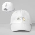 Gorra de béisbol blanca para coleta con estampado de gatos durmientes, correa ajustable. - Ajustable / Blanco