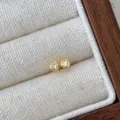 S925 Sterlingsilber Runde Fassung Diamant Blase Ohrstecker Minimalistischer Schick Schmuck - Gold-3mm
