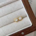 S925 Sterling Silber runde Diamant Ohrstecker, eleganter minimalistischer Damenschmuck. - Gold-5mm