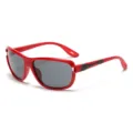 Red frame sports sunglasses with dark lenses, stylish and cool outdoor eyewear for men women. - Red