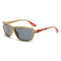 Beige frame sports fashion sunglasses with dark lenses, perfect for outdoor riding and driving. - Olive Green