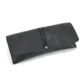 Stylish leather glasses case with elastic band and metal closure for daily storage protection. - Matte Black