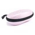 Astuccio rigido rosa per occhiali con elegante motivo screziato argento e chiusura lampo. - 150x90x60mm / Rosa