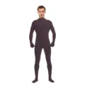 Adult full-body zentai suit solid color stretchy bodysuit for Halloween cosplay and party wear. - Chocolate