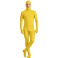 Gele spandex volledige zentai pak detail, rekbare open gezicht jumpsuit voor cosplay - Kinderen 150 / Geel