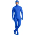 Blauw full body zentai pak met open gezicht elastisch spandex bodysuit voor toneel cosplay. - Kinderen 150 / Blauw