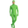 Gedetailleerd overzicht van het elastische groene hele lichaams-zentaipak van spandex. - Kinderen 150 / Lichtgroen