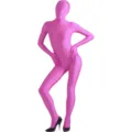 Full body pink zentai suit stretch costume for Halloween stage party performance wear. - Rose Red