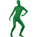 Gedetailleerd overzicht groen full body zentai pak, elastisch spandex materiaal voor podium. - Volwassene 170 / Groen