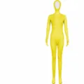 Yellow spandex zentai bodysuit, full body tight costume for Halloween role play events. - 110 / Yellow - Unisex Open Face Bodysuit