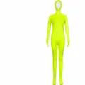 Neon green spandex full body zentai suit costume for cosplay and party events size 165. - Fluorescent Yellow - Unisex Open Face Bodysuit