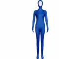 Blue spandex zentai bodysuit full body costume for cosplay Halloween party unisex outfit 165 - Blue - Unisex Open Face Bodysuit