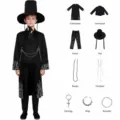 Παιδικό σετ στολής cosplay, μαύρη φορεσιά κυνηγού δαιμόνων με καπέλο, παλτό και παντελόνι. - Ενήλικας 2XL / Μονόχρωμη Στολή Παράστασης