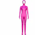 Pink full body spandex zentai suit stretch costume for party and cosplay 165 size - Rose Red - Unisex Open Face Bodysuit