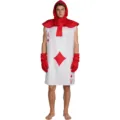 Red diamond playing card costume for adult men, funny cosplay party outfit with hood. - Adult XS / Diamond Red