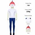 Children halloween cosplay costume bodysuit and hood set for kids performance size 130 - Kids 150 / Red Hat Jumpsuit
