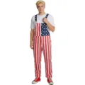 American flag pattern men's casual overalls with star print red and white stripes costume. - Kids 150 / National Flag Couple Overalls Long Pants