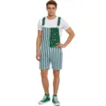 St. Patrick's Day green clover print overall shorts set for men with striped design. - Kids 150 / St. Patrick's Day Overalls Shorts