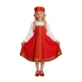 Kids Russian traditional dress costume red sarafan set for festival party performance - Kids S / Russian Girl (Dress + Headwear)