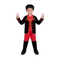 Kids Russian traditional stage costume red black performance outfit party carnival - Kids S / Russian Boy (Hat + Top + Pants + Shoes)
