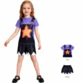 Kids cosplay short sleeve set children summer purple top black shorts 130 size play outfit - 110cm / Top And Bottom