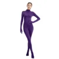 Purple Zentai Catsuit Full Body Spandex Costume Dancewear Halloween Party Outfit! - 110 / Set / Deep purple