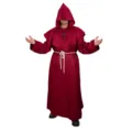 Medieval monk priest cosplay costume red hooded robe with belt for Halloween party. - S / Robe / Monk Robe-Red