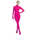 Pink full body zentai suit stretch milk silk unitard for women performance dance costume - 110 / Set / Rose Red