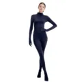 Solid color full body zentai bodysuit stretch spandex dance costume for Halloween performance. - 110 / Dark Blue