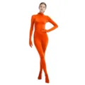 Orange Full Body Zentai Suit Stretchy Spandex Bodysuit for Halloween Dance Performance - 110 / Orange