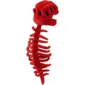 Red plush dinosaur skeleton costume wearable Halloween cosplay toy with skull and spine design. - Red Skull + Skeleton