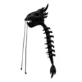Black plush dinosaur skull mask with long spine costume wearable Halloween cosplay headgear. - Black Chinese Dragon