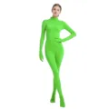 Green Zentai Suit Full Body Spandex Jumpsuit Stretchy Costume Halloween Party Wear - 110 / Fluorescent Green