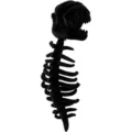 Black plush dinosaur skull costume with spine wearable design for Halloween party cosplay. - Black Skull + Skeleton