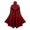 Dark red medieval vampire cape gothic stand collar halloween cosplay party costume cloak - One Size / Red