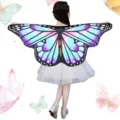 Kids butterfly cape Halloween costume magical fairy wings shawl colorful dress up cloak main - Purple Gradient