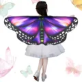 Kids Butterfly Cape Costume Wings Fairy Dress Up Halloween Party Purple Cloak - Purple Gradient