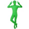 Disfraz de cuerpo entero Zentai de alien verde para fiesta de Halloween atuendo de escenario. - Niños 150 / Conjuntos / Alienígena Verde con Casco de Lentes