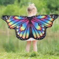 Kids butterfly cape Halloween costume colorful wings shawl for children party dress up new - Rainbow Gradient