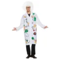 Costume de blouse de laboratoire de scientifique blanc avec formules pour fête Halloween. - Taille Unique / Hauts / Style Scientifique Adulte