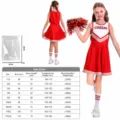 Kids Red Cheerleader Costume Dress for Girls Stage Performance Cosplay Outfit Red Variant - 130 / Red