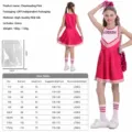 Kids pink cheerleading dress costume set with pompoms, perfect for performance and parties. - 130 / Pink