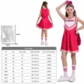 Set costume da cheerleader rosa per bambini con pon pon per spettacoli teatrali e cosplay. - Rosa + Fiori da Mano