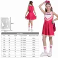 Set costume da cheerleader rosa per bambini ragazze vestito da ballo con pon pon e calze. - Rosa + Fiori da Mano + Calzini