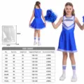 Bambina blu vestito da cheerleader con ponpons e calzini per festa di spettacolo - Blu + Fiori da Mano